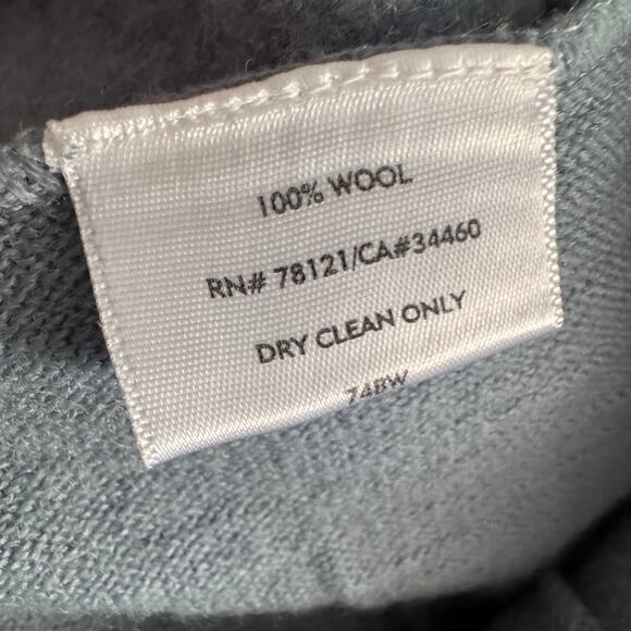 Eileen Fisher Powder Blue Boiled Wool Full Zip Mandarin Collar Sweater Jacket L - Picture 4 of 5